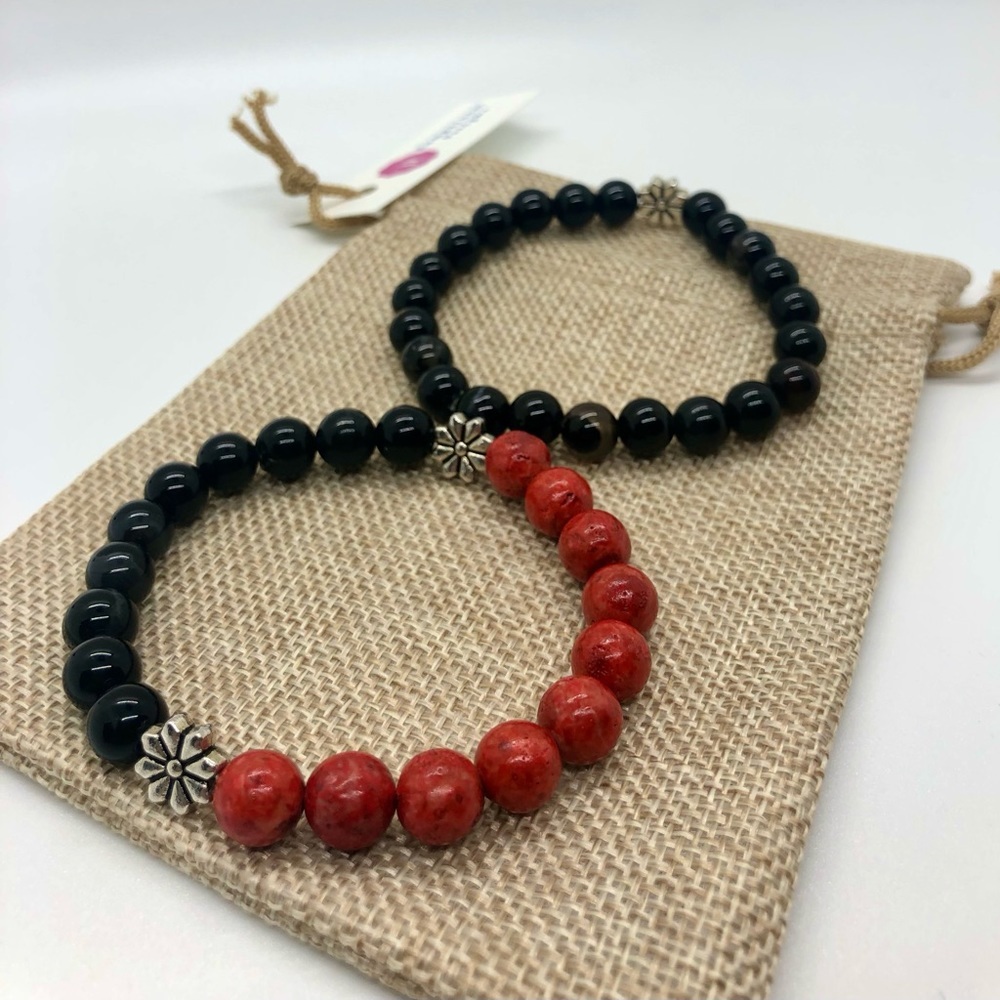 Handmade Agate Coral Bamboo stack Gemstone Bracelets - Picture 2 of 7